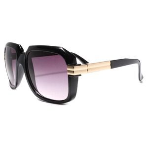 Aperturee Hip Hop Sunglasses Note Gold Necklace Rectangle Backdrop